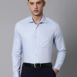 Louis Philippe Blue Cotton Regular Fit Texture Shirt-picture-5