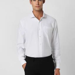Van Heusen White Cotton Regular Fit Texture Shirt-image-64