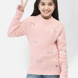 Crimsoune Club Kids Peach Embellished Full Sleeves Sweater-image-58