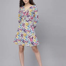 KASSUALLY Multicolor Graphic Print A Line Dress-image-29