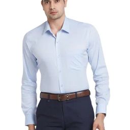 Raymond Blue Contemporary Fit Texture Shirt-image-94