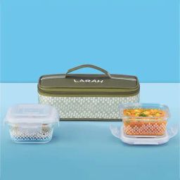Borosil Green Glass Leak Proof Lunch Box with Bag (320 ml)-47