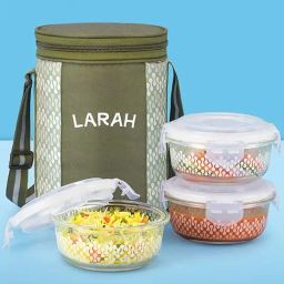 Borosil Green Glass Leak Proof Lunch Box with Bag (400 ml)-26