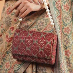Gaurapakhi Maroon Embroidered Clutch-31