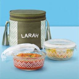 Borosil Green Glass Leak Proof Lunch Box with Bag (400 ml)-22