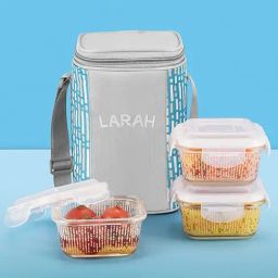Borosil Sky Blue Glass Leak Proof Lunch Box with Bag (320 ml)-47