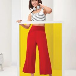 Elleven from Aurelia Red Mid Rise Palazzos-picture-40