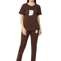 Smarty Pants Brown Graphic Print T-Shirt With Pyjamas-image-22