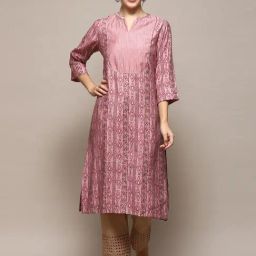 Biba Pink Straight Fit Printed Kurta-19
