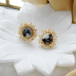 Teejh Roop Grey Druzy Stone Stud Earrings-image-2