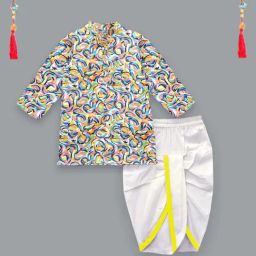 A.T.U.N. Boys Multicolor Printed Full Sleeves Kurta Set-image-76