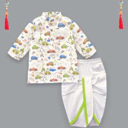 A.T.U.N. Boys Multicolor Printed Full Sleeves Kurta Set-image-73