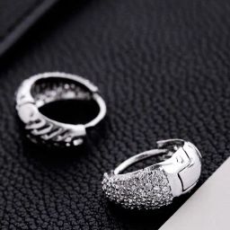 Priyaasi Rhodium-Plated American Diamond Studded Small Hoop Earrings-image-72