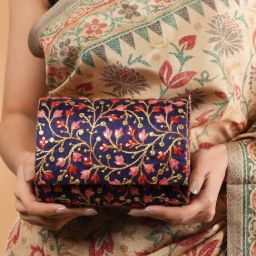 Gaurapakhi Navy Blue Embroidered Clutch-35