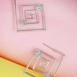 Priyaasi Silver-Plated Geometric Patterned Stud Earrings-44