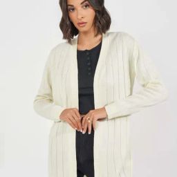 Styli White Plain Cardigan-11