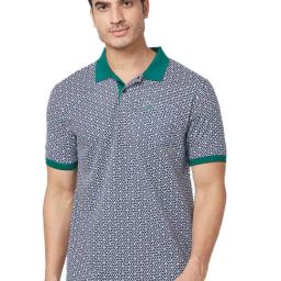 Colorplus Green Cotton Classic Fit Printed Polo T-Shirts-image-84