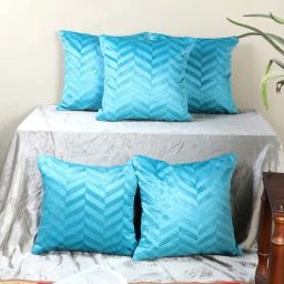 MFD HOME Furnishing Turquoise Blue Velvet Cushion Cover - Set of 5-image-74