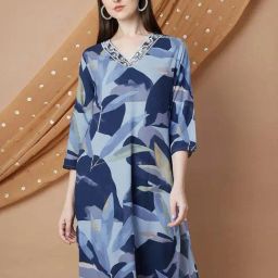 Melange By Lifestyle Blue Regular Fit Printed Kurta-image-95