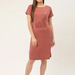 Sweet Dreams Brown Cotton Printed Sleep Tees-image-63