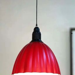 Fos Lighting Red Mild Steel Contemporary Ribbed Half Pumpkin 15 Inch Wide Ceiling Hanging Light-image-11