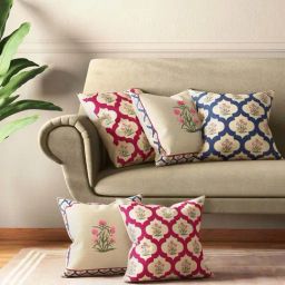 India Circus by Krsnaa Mehta Multicolor Poly Satin Poppy Window Cushion Covers - Set of 5-12