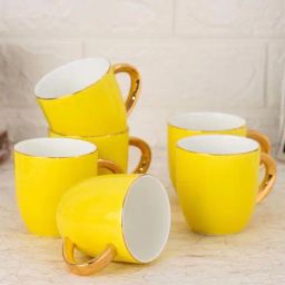 JCPL Yellow Ceramic Coffee Mug (0.18 L) - Set of 6-39