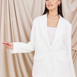 Styli White Regular Fit Blazer-image-0
