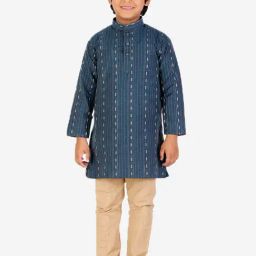 Pro-Ethic Style Developer Kids Blue & Beige Printed Full Sleeves Kurta with Pyjamas-image-34