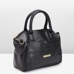 Caprese Solid Structured Handheld Bag With Minimal Crocodile Textured Detail image 2