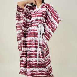 The Kaftan Company Maroon Printed Kaftan Nighty-picture-19