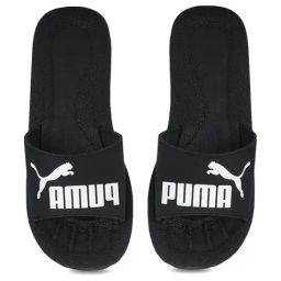 Puma Unisex Purecat Black & White Slides-52