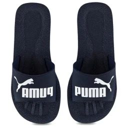 Puma Unisex Purecat Peacoat & White Slides-image-30