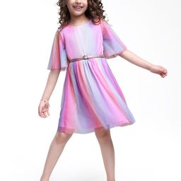 Hola Bonita Girls Dyed Flared Sleeve A-Line Dress-image-46