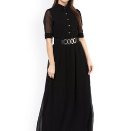 La Zoire Women Black Solid Maxi Dress-image-15
