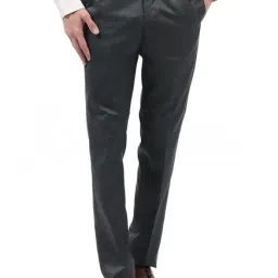 Arrow Dark Grey Flat Front Mid Rise Trousers-image-96