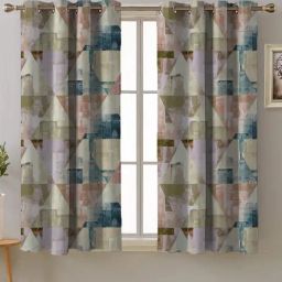SPACES DRAPE STORY Elegent Multicolor Geometric Polyester 5 ft Curtain - Set of 2-12