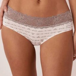 La Vie En Rose Beige & Grey Cotton Lace Work Panty-image-35