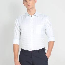 Arrow Light Green Cotton Slim Fit Checks Shirt-image-65