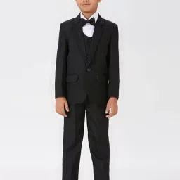 Kids Island Boys Black Regular Fit Suit Set-image-85