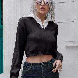 Oh Rare Women Striped Ribbed Crop Pullover-image-17