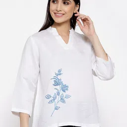 DART STUDIO Mandarin Collar Linen Regular Top-79