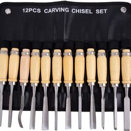 amazon brand - umi Amazon Brand – Umi 12 Piece Wood Carving Chisel Set nonsharp Woodworking Tools with Carrying Case Great for Beginners and Pros image 1