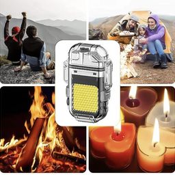 SPIKARUST Waterproof Portable Mini LED Flashlight Lighter | USB Rechargeable Keychain Light | Outdoor Camping Emergency | Double Arc Plasma Cigarette Lighter | | Windproof & Flameless image 5