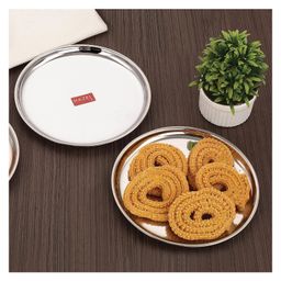 HAZEL Stainless Steel Snacks Plate with Mirror Finish for Kids Serving Set of 2 - Silver-10