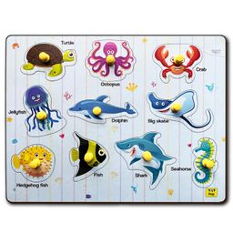 YaY Play Ocean Animal Wooden Knob and Peg Puzzle-69