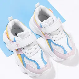 Cute Walk by Babyhug Velcro Closure Sneakers - White & Pink-picture-3