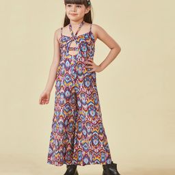 Lil Peacock Sleeveless Abstract Printed Jumpsuit - Multi Colour-image-29