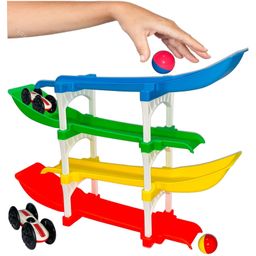 PLUSPOINT Ramp Racing Toy Car 4 Level Track Set I Zig Zag Car Slide I First Baby Toys I Sliding Car I Toddler Rally Race Car Ramp Toy Set is A Great Gift for Boys and Girls-10
