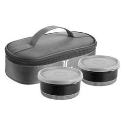 Joyo Foodway Beta 2 Round Containers Lunch Pack with Zipper Pouch 375 ml Each - Grey-23